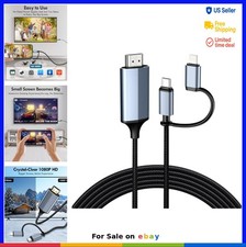 2-in-1 Lightning USB-C to HDMI Cable 6FT 1080P HD Video Audio for iPhone iPad