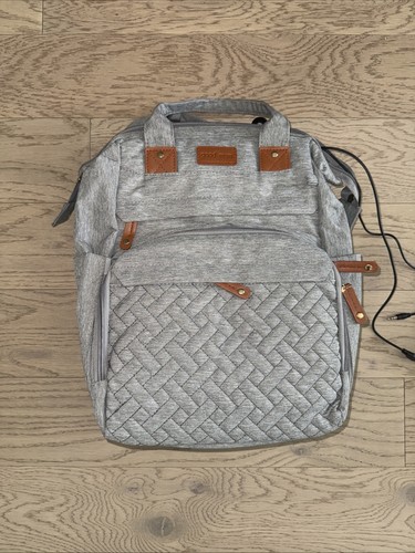 good mum Gray Large Backpack Diaper Bag with Changing Pad, Inner Pockets - Picture 1 of 2