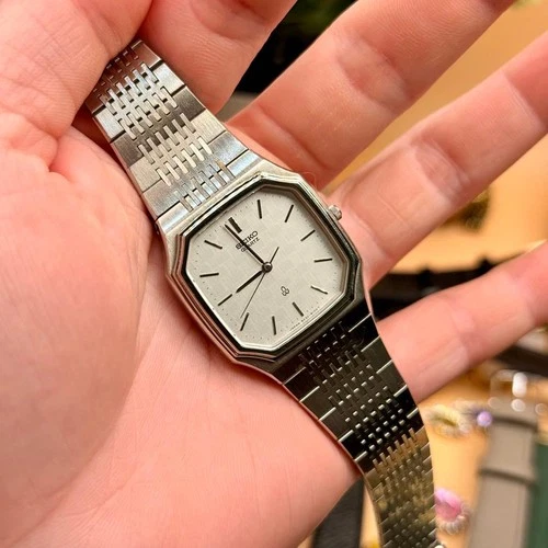 Seiko Vintage Tank 6030-5080 Men's Watch Linen Dial Used SV122