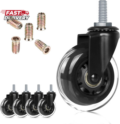 Hirate 3'' Office Chair Casters Wheel with 5/16''-18UNC Threaded Stem Mute Gaming