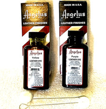 Angelus Leather Dye 2 NEW Yellow  Purple 3 Oz Applicators Shoe Craft Purse
