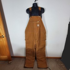 Carhartt Mens Size 50x34 Brown Quilt Lined Duck Bib Overalls R41-BRN