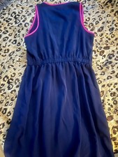 GAP Navy Blue Sleeveless Dress Hot Pink Contrast Trim, Sz Large