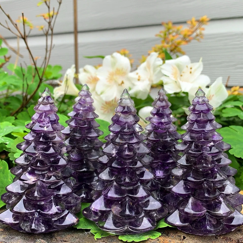 Amethyst Crystal Christmas Tree Xmas Home Decor Natural Purple Stone Decoration - Image 3 of 4