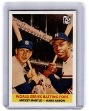2021 Topps X Mickey Mantle 1958 World Series Batting Foes Hank Aaron #16 HOF
