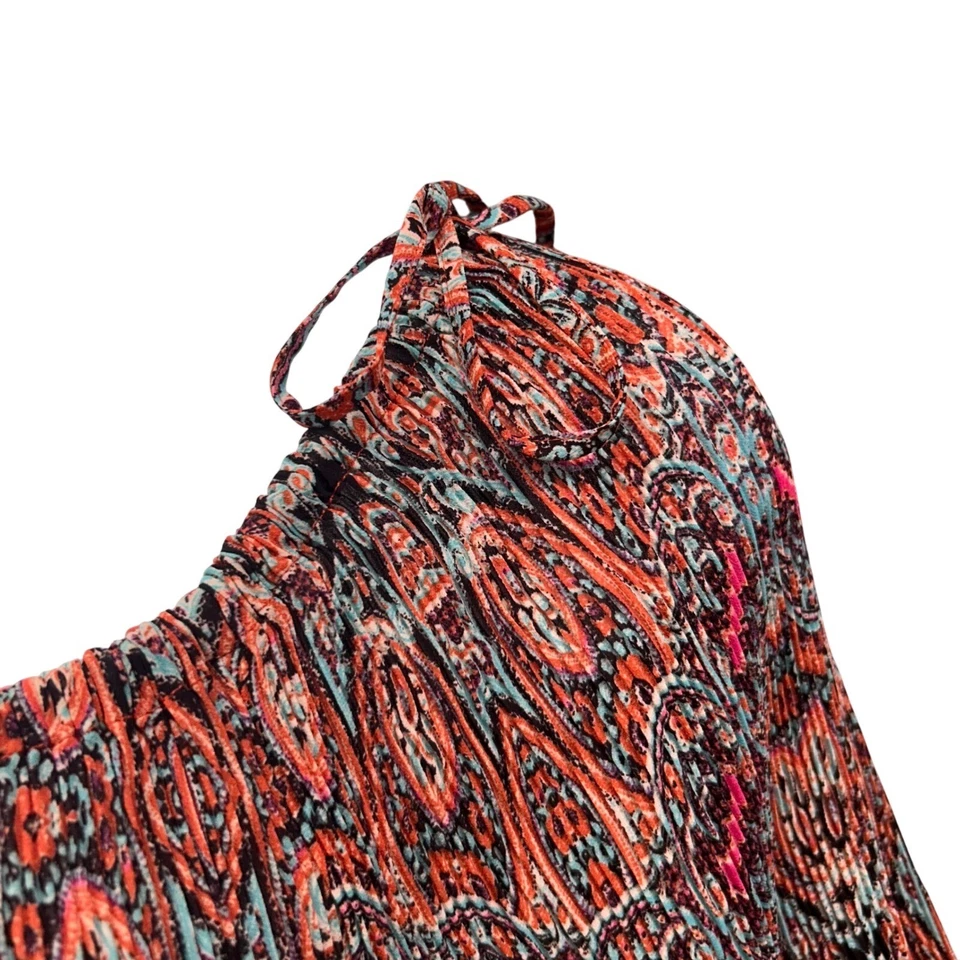 Túnica rosa + oliva para mujer talla 3X boho hipster indie acordeón caprichoso de gran tamaño Foto 2 de 4