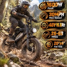 Tamobyke V20 Electric Bike for Adults 1500W 30MPH 48V 15.6Ah 20" Fat Tire