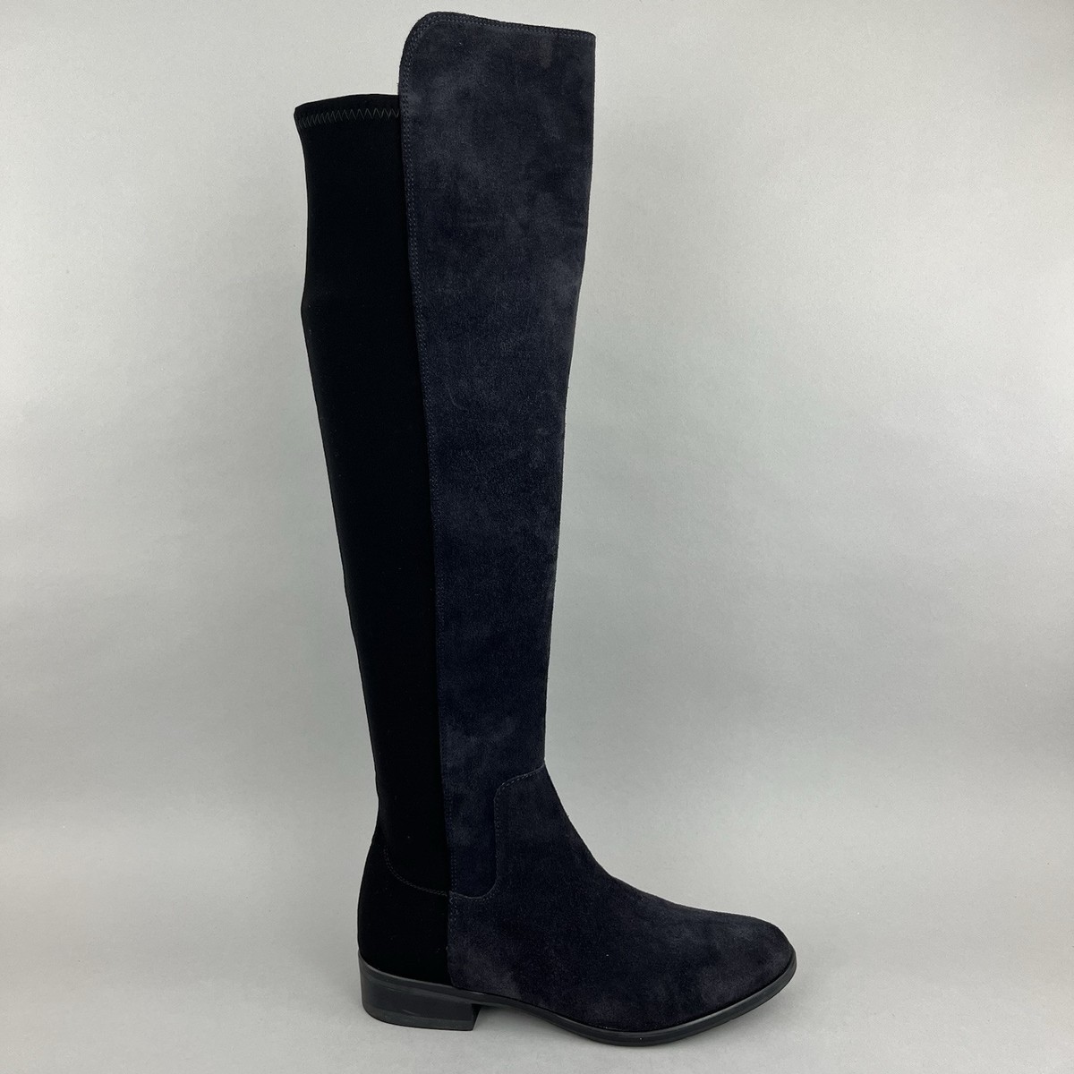 Clarks Caddy Belle Navy Suede Leather Stretch Over The Knee Dress