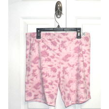 Hurley Women's Elastic Waist 7" Casual Lounge Shorts in Pink Tie Dye XLarge 58
