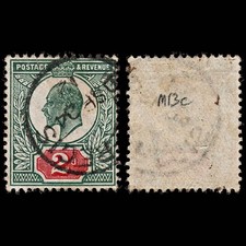 3754 GB 2d Red,Deep dull green 1911. SG290 Sc130b Mi106IIIau. Spec M13c. Tablet
