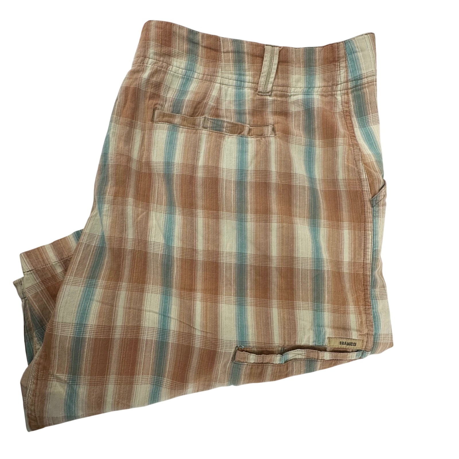 Gramicci, Vintage Gramicci Artisan Wash Plaid Shorts Mens 40 Cotton Earth Tone Check Gorp