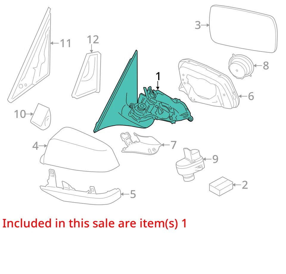 2012-2016 宝马 M5 门镜左侧视图原始设备制造商二手 — 第 3/4 张图片