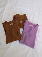 Carhartt Modern Fit Scrub Lot- Womens XS - Orange Set and Purple Top