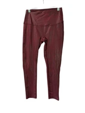 DG2 Diane Gilman Burgundy Slim & Sleek Coated Leggings Fitted Stretch Size PM