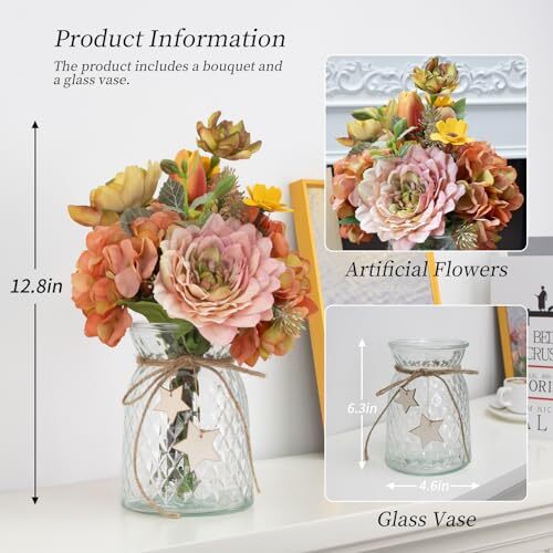 Artificial Flowers with Vase Hydrangea Artificial Flowers Pinkish