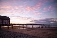 Saltburn pier, North Yorkshire coast, UK - 18" x 12" PRINT - SEASCAPE SUNSET