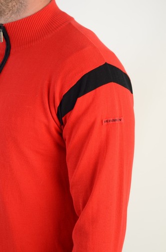 Suéter Jersey Burberry Vintage Para Hombre Rojo Algodón Cuello Cremallera Talla S Hecho en Portugal - Imagen 4 de 12