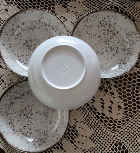 Elama Pryce ~ Four (4) Melamine White w/Brown Speckled Design ~ 7.5" Dia. Bowls - Picture 7 of 7