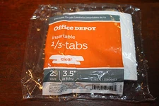 Office Depot Insertable Plastic Tabs, 1/3 Tab, 3 1/2 Inch, Clear Tab, 25/Pack