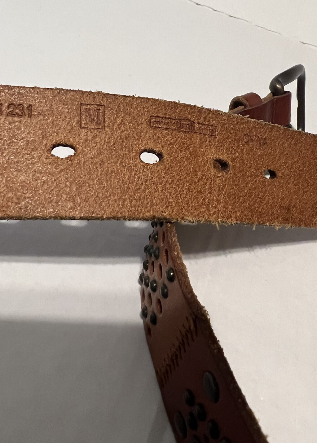 Fossil Studded Leather Patchwork Belt Women’s Siz… - image 8