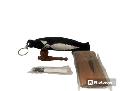 smoking accessories zipper  kit ,case, dug out, 1 hitter, wood pipe 4 pc set