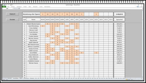 Sparkasten Vereinssparen Sparfachverwaltung Sparfach Sparen Kneipe Excel App