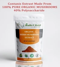 ORGANIC REISHI MUSHROOM GANODERMA 20:1 EXTRACT 40% POLYSACCHARIDES POWDER 50g