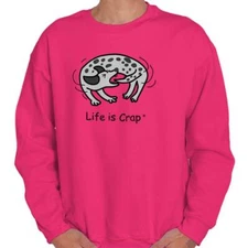 Life is Crap Dog Tail Chase Pet Owner Gift Adult Long Sleeve Crew Sweatshirt