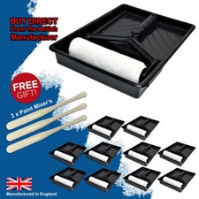 9inch Paint Roller Sleeves Set Frame And Painting Tray Replacement Emulsion UK