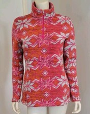 Spyder Alpine Chic Pink Orange White 1/4 Zip Fleece Lined Sweater Womens 12 EUC