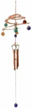 Ebros Gift Spiral Galaxy Copper Metal Wind Chime With Colorful Marbles