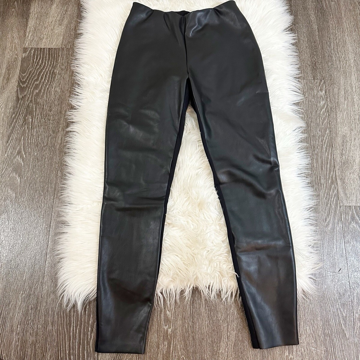 Wolford Womens Jo Leggings Vegan Leather Front Black Size 10