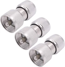 Fancasee PL259 Barrel Connector, Male to Male PL259 Coupler, 3-Pack UHF Coax Coa