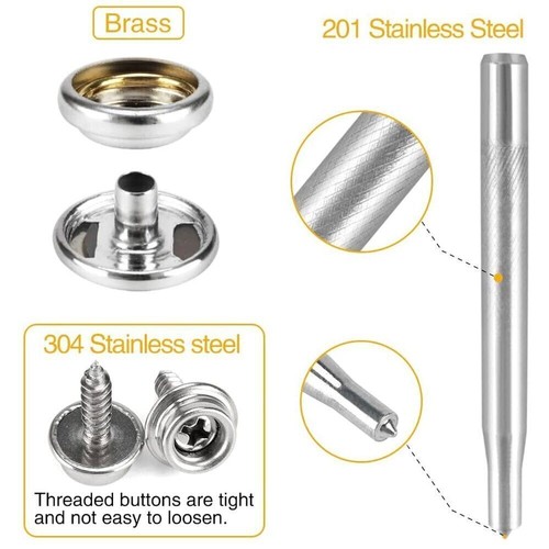 150x Stainless Steel Snap Fastener Kit Screw Press Stud Cover Button Boat Canvas - Picture 6 of 11
