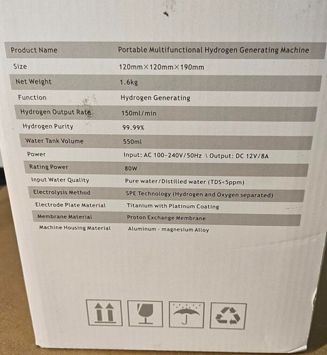 Portable Hydrogen Generating Machine *open box* - Picture 3 of 9