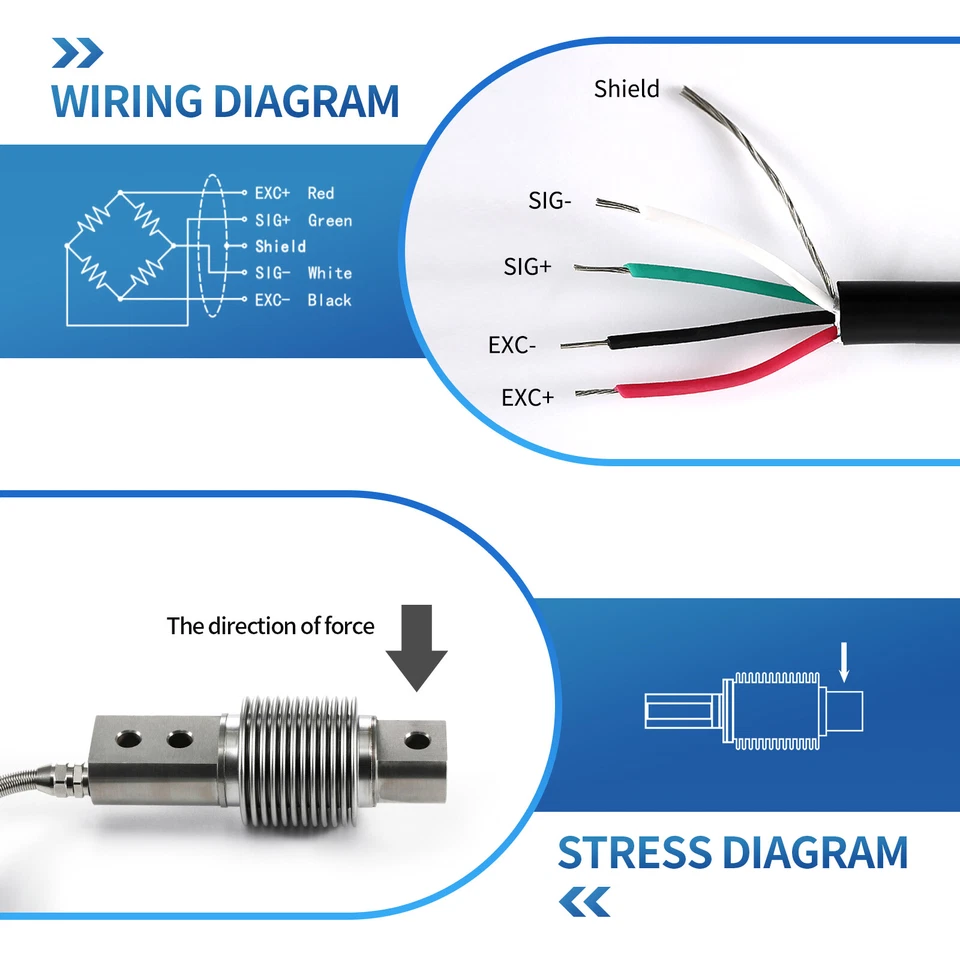 Load Cell Sensor Bellows Type Scale Weigh Force Pressure Capacity 0 - 500 KG - Image 2 of 4