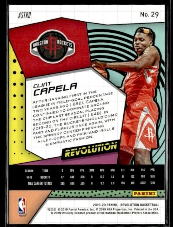 2019-20 Panini Revolution Astro #29 Clint Capela  BK01R04D - Image 2 of 2