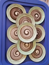 Vintage Set Of 9 Vreni Santa Anita Ware • Ceramic Swirl 6" Saucers Chips