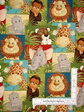 Animal Fabric 1.5 Yards Nursery Jungle Babies Lion Giraffe Cotton Traditions