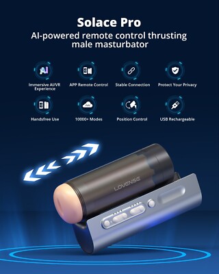 LOVENSE Solace Pro Automatic Male Masturbator+Personal Lubricant Privacy  Lube