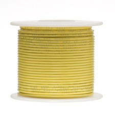 18 AWG Gauge Stranded Hook Up Wire Yellow 100 ft 0.0403" UL1015 600 Volts