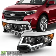 Black 2011-2014 Ford Edge Halogen Model LED DRL Projector Headlights Headlamps