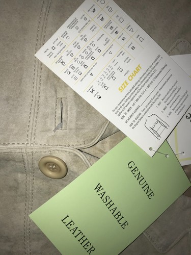 GIACCA BLAZER JESSICA HOLBROOK marrone chiaro beige pelle scamosciata vera con etichette taglia XL - Foto 5 di 18