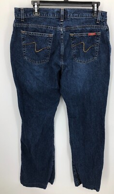 Zena Jeans Womens 12 Dark Wash Blue Denim Big Pockets Wide Leg Y2K
