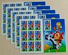 Five Sheets x 10 = 50 of Looney Tunes SYLVESTER & TWEETY 32¢ US Stamps USA #3204