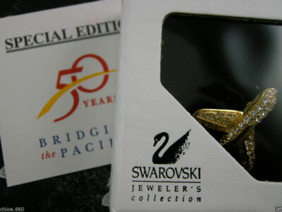 スワロフスキー　no11 SIGNED SWAROVSKI CRYSTAL AIRPLANE PIN~BROOCH 22KT GOLD