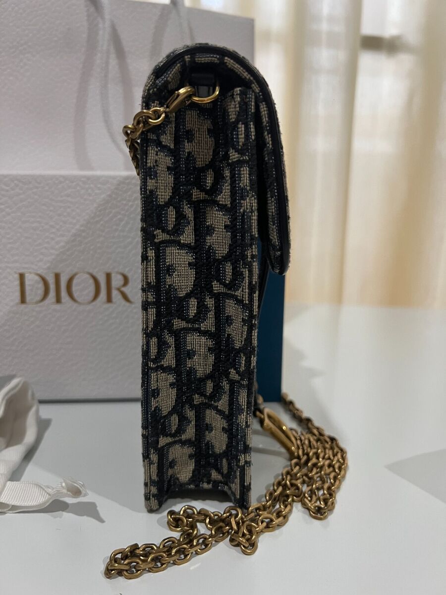 Christian Dior Saddle Pouch Chain Shoulder Bag Blue Dior Christian Dior Saddle Pouch Chain Shoulder Bag Blue Dior