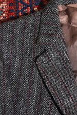 Vintage Saks Fifth Avenue Harris Tweed Wool Mens 42 L Charcoal Red Stripe
