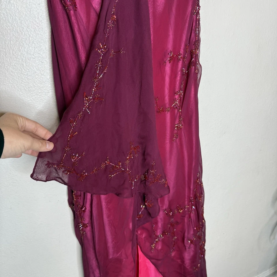 Vestido de hadas vintage Scala de seda con cuentas para mujer grande rosa Fairycore Whimsygoth Foto 4 de 4