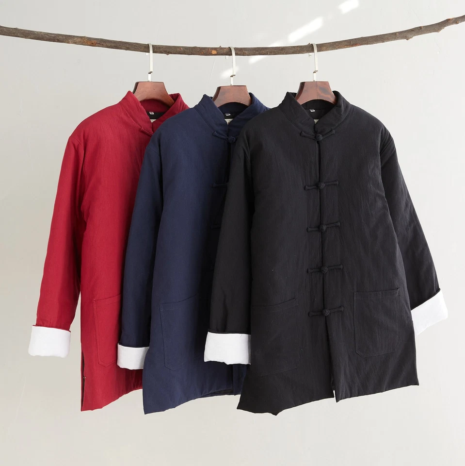 Winter Men's Cotton Jacket Stand Collar Cotton Coat Button Cardigan Short Coat - Image 4 of 4